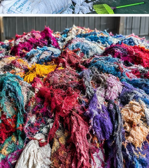 Illustrative AI image of mixed polyester textile material, not an actual Gyan stock lot